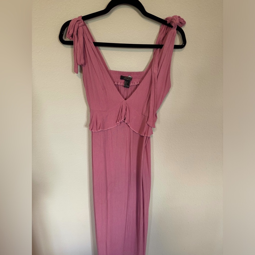 Pink shoulder tie maxi dress